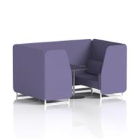 Brixworth 4 Seater Booth With White Legs And Black Table With Silver Leg In Synergy Fabric - Order Panels And Sofa