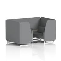 Brixworth 4 Seater Booth With White Legs And Black Table With Silver Leg In Synergy Fabric - Partner Panels And Sofa