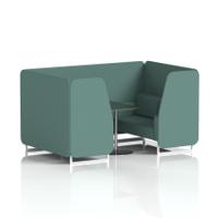 Brixworth 4 Seater Booth With White Legs And Black Table With Silver Leg In Sumi Fabric - Handa Panels And Sofa