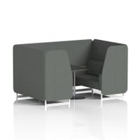 Brixworth 4 Seater Booth With White Legs And Black Table With Silver Leg In Sumi Fabric - Kobe Panels And Sofa
