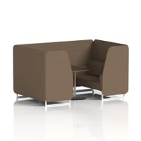 Brixworth 4 Seater Booth With White Legs And Black Table With Silver Leg In Sumi Fabric - Osaka Panels And Sofa