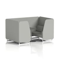Brixworth 4 Seater Booth With White Legs And Black Table With Silver Leg In Sumi Fabric - Tokyo Panels And Sofa