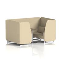 Brixworth 4 Seater Booth With White Legs And Black Table With Silver Leg In Sumi Fabric - Zen Panels And Sofa