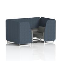 Brixworth 4 Seater Booth With White Legs And Black Table With Silver Leg In Rivet Fabric - Crucible Panels And Prime Sofa