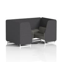 Brixworth 4 Seater Booth With White Legs And Black Table With Silver Leg In X2 Fabric - Arithmetic Panels And Number Sofa