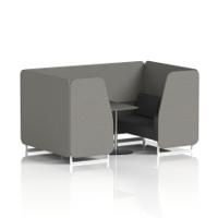 Brixworth 4 Seater Booth With White Legs And Black Table With Silver Leg In X2 Fabric - Number Panels And Arithmetic Sofa