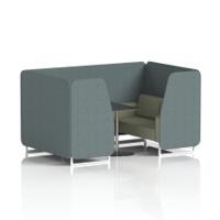 Brixworth 4 Seater Booth With White Legs And Black Table With Silver Leg In Main Line Flax Fabric - Westminster Panels And Newbury Sofa