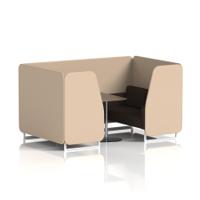 Brixworth 4 Seater Booth With White Legs And Black Table With Silver Leg In Synergy Fabric - Affix Panels And Wed Sofa