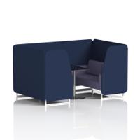 Brixworth 4 Seater Booth With White Legs And Black Table With Silver Leg In Synergy Fabric - Alike Panels And Order Sofa