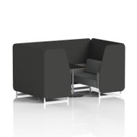 Brixworth 4 Seater Booth With White Legs And Black Table With Silver Leg In Synergy Fabric - Mix Panels And Partner Sofa