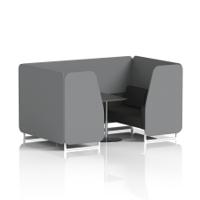Brixworth 4 Seater Booth With White Legs And Black Table With Silver Leg In Synergy Fabric - Partner Panels And Mix Sofa