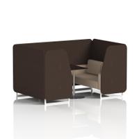 Brixworth 4 Seater Booth With White Legs And Black Table With Silver Leg In Synergy Fabric - Wed Panels And Affix Sofa