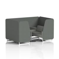 Brixworth 4 Seater Booth With White Legs And Black Table With Silver Leg In Sumi Fabric - Kobe Panels And Tokyo Sofa