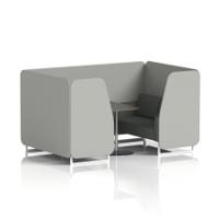 Brixworth 4 Seater Booth With White Legs And Black Table With Silver Leg In Sumi Fabric - Tokyo Panels And Kobe Sofa