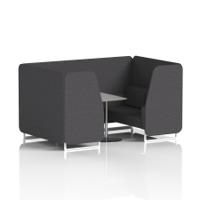 Brixworth 4 Seater Booth With White Legs And Grey Table With Silver Leg In X2 Fabric - Arithmetic Panels And Sofa