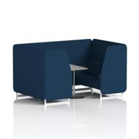 Brixworth 4 Seater Booth With White Legs And Grey Table With Silver Leg In X2 Fabric - Calculus Panels And Sofa