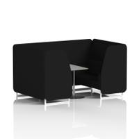 Brixworth 4 Seater Booth With White Legs And Grey Table With Silver Leg In X2 Fabric - Diameter Panels And Sofa