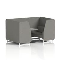 Brixworth 4 Seater Booth With White Legs And Grey Table With Silver Leg In X2 Fabric - Number Panels And Sofa
