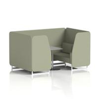 Brixworth 4 Seater Booth With White Legs And Grey Table With Silver Leg In Main Line Flax Fabric - Newbury Panels And Sofa