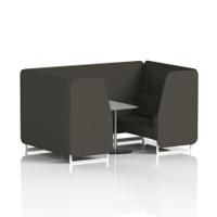 Brixworth 4 Seater Booth With White Legs And Grey Table With Silver Leg In Main Line Flax Fabric - Temple Panels And Sofa
