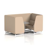 Brixworth 4 Seater Booth With White Legs And Grey Table With Silver Leg In Synergy Fabric - Affix Panels And Sofa