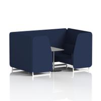 Brixworth 4 Seater Booth With White Legs And Grey Table With Silver Leg In Synergy Fabric - Alike Panels And Sofa