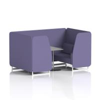 Brixworth 4 Seater Booth With White Legs And Grey Table With Silver Leg In Synergy Fabric - Order Panels And Sofa
