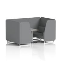 Brixworth 4 Seater Booth With White Legs And Grey Table With Silver Leg In Synergy Fabric - Partner Panels And Sofa