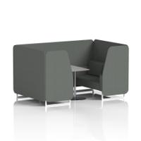 Brixworth 4 Seater Booth With White Legs And Grey Table With Silver Leg In Sumi Fabric - Kobe Panels And Sofa