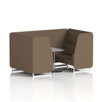 Brixworth 4 Seater Booth With White Legs And Grey Table With Silver Leg In Sumi Fabric - Osaka Panels And Sofa