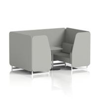 Brixworth 4 Seater Booth With White Legs And Grey Table With Silver Leg In Sumi Fabric - Tokyo Panels And Sofa