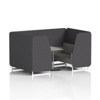 Brixworth 4 Seater Booth With White Legs And Grey Table With Silver Leg In X2 Fabric - Arithmetic Panels And Number Sofa