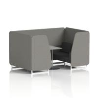 Brixworth 4 Seater Booth With White Legs And Grey Table With Silver Leg In X2 Fabric - Number Panels And Arithmetic Sofa