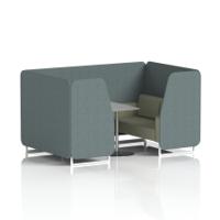 Brixworth 4 Seater Booth With White Legs And Grey Table With Silver Leg In Main Line Flax Fabric - Westminster Panels And Newbury Sofa