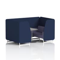 Brixworth 4 Seater Booth With White Legs And Grey Table With Silver Leg In Synergy Fabric - Alike Panels And Order Sofa