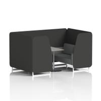 Brixworth 4 Seater Booth With White Legs And Grey Table With Silver Leg In Synergy Fabric - Mix Panels And Partner Sofa