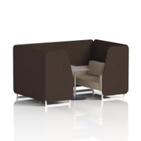 Brixworth 4 Seater Booth With White Legs And Grey Table With Silver Leg In Synergy Fabric - Wed Panels And Affix Sofa
