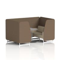 Brixworth 4 Seater Booth With White Legs And Grey Table With Silver Leg In Sumi Fabric - Osaka Panels And Zen Sofa