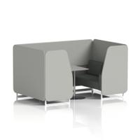Brixworth 4 Seater Booth With White Legs And Grey Table With Silver Leg In Sumi Fabric - Tokyo Panels And Kobe Sofa