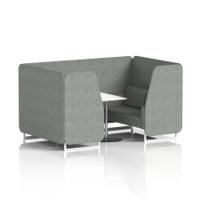 Brixworth 4 Seater Booth With White Legs And White Table With Silver Leg In Rivet Fabric - Prime Panels And Sofa