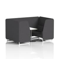 Brixworth 4 Seater Booth With White Legs And White Table With Silver Leg In X2 Fabric - Arithmetic Panels And Sofa