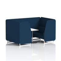 Brixworth 4 Seater Booth With White Legs And White Table With Silver Leg In X2 Fabric - Calculus Panels And Sofa