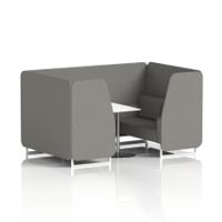Brixworth 4 Seater Booth With White Legs And White Table With Silver Leg In X2 Fabric - Number Panels And Sofa