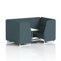 Brixworth 4 Seater Booth With White Legs And White Table With Silver Leg In X2 Fabric - Polygon Panels And Sofa