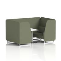 Brixworth 4 Seater Booth With White Legs And White Table With Silver Leg In Main Line Flax Fabric - Monument Panels And Sofa