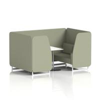 Brixworth 4 Seater Booth With White Legs And White Table With Silver Leg In Main Line Flax Fabric - Newbury Panels And Sofa