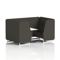 Brixworth 4 Seater Booth With White Legs And White Table With Silver Leg In Main Line Flax Fabric - Temple Panels And Sofa
