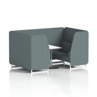 Brixworth 4 Seater Booth With White Legs And White Table With Silver Leg In Main Line Flax Fabric - Westminster Panels And Sofa