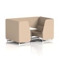 Brixworth 4 Seater Booth With White Legs And White Table With Silver Leg In Synergy Fabric - Affix Panels And Sofa