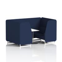 Brixworth 4 Seater Booth With White Legs And White Table With Silver Leg In Synergy Fabric - Alike Panels And Sofa